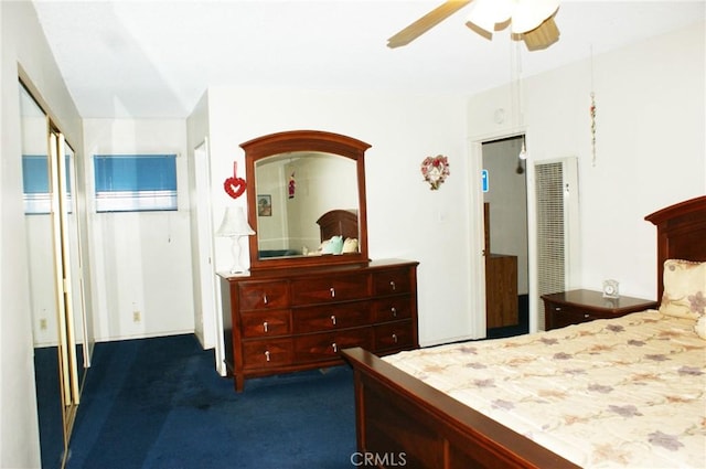 3724 W 105th St, Inglewood, CA 90303 - bedroom featuring a heating unit, dark colored carpet, and a ceiling fan