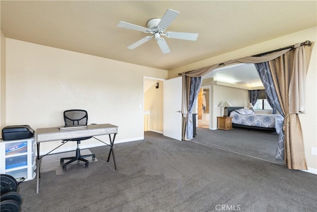 interior space with a ceiling fan