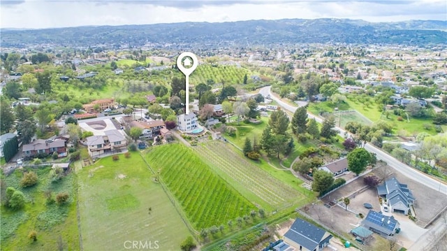 aerial view with a mountain view