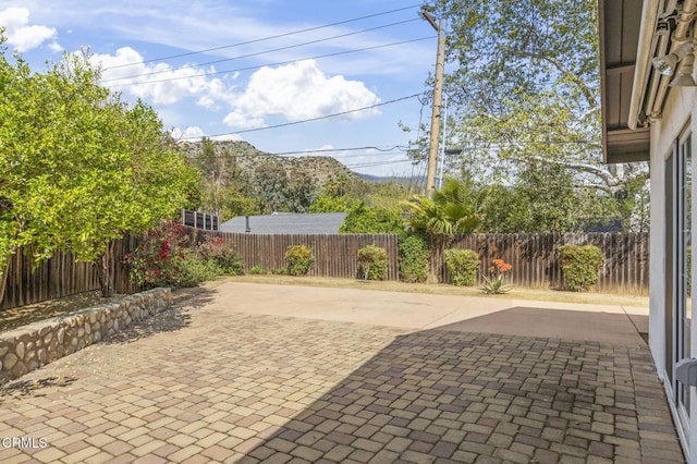 1414 Meadowbrook Rd, Ojai, CA 93023 - view of patio / terrace with a fenced backyard and a mountain view