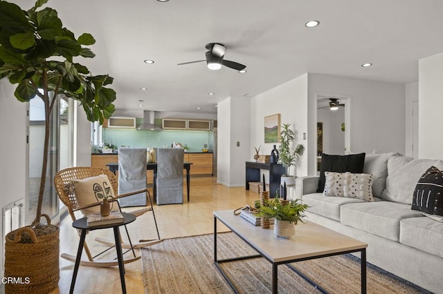 1414 Meadowbrook Rd, Ojai, CA 93023 - living area with ceiling fan, recessed lighting, and light wood-style floors