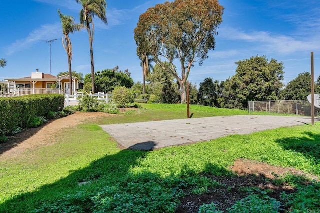 view of yard featuring fence