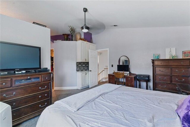 3140 Timberline Dr, Corona, CA 92882 - bedroom with visible vents, carpet, and vaulted ceiling