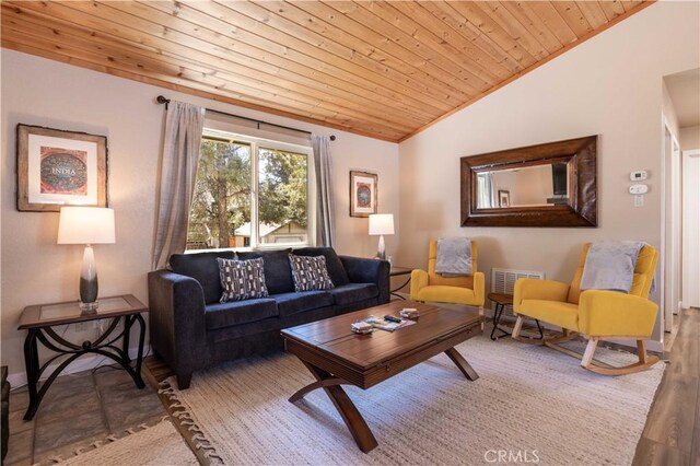 196 Sunset Ln, Sugarloaf, CA 92386 - living room featuring wooden ceiling and vaulted ceiling