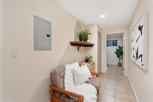 2377 Silver Ridge Ave, Los Angeles, CA 90039 - hall with electric panel, light tile patterned floors, baseboards, and recessed lighting