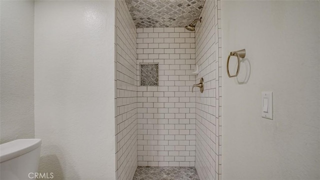 full bath featuring toilet and a shower stall