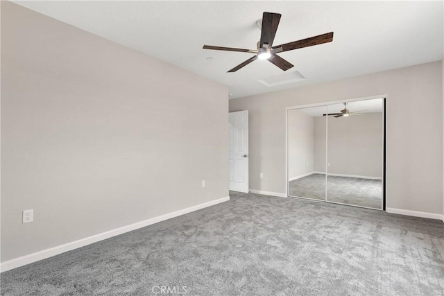 18420 Wisteria St, Hesperia, CA 92345 - unfurnished bedroom with carpet flooring, a closet, baseboards, and ceiling fan