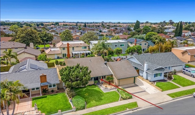aerial view with a residential view