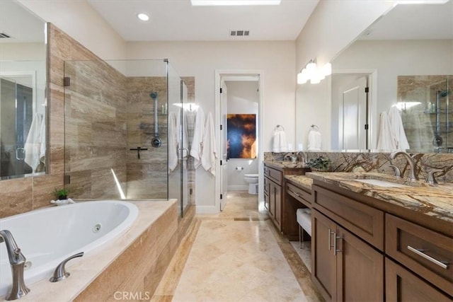 2865 Rock Wren Ln, Avila Beach, CA 93424 - full bath with a shower stall, vanity, and a tub with jets