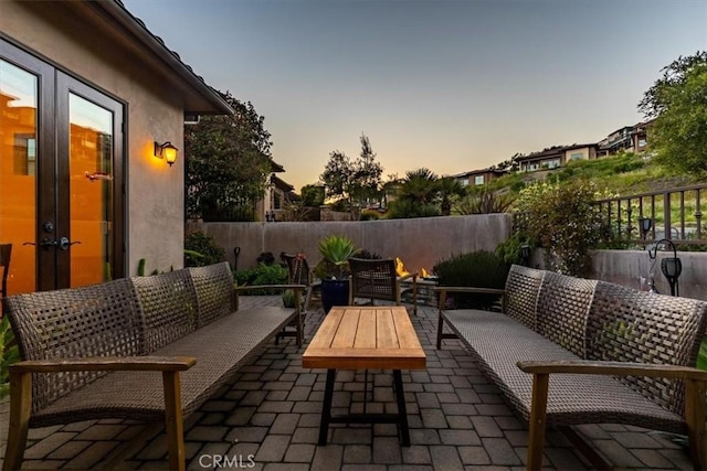 2865 Rock Wren Ln, Avila Beach, CA 93424 - patio terrace at dusk featuring outdoor lounge area and a patio area