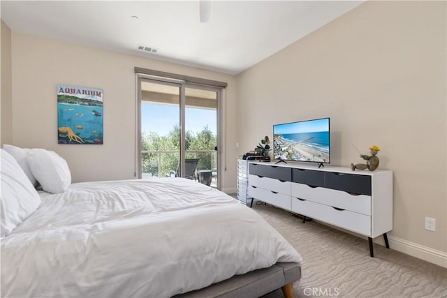 2865 Rock Wren Ln, Avila Beach, CA 93424 - carpeted bedroom with access to outside and a ceiling fan