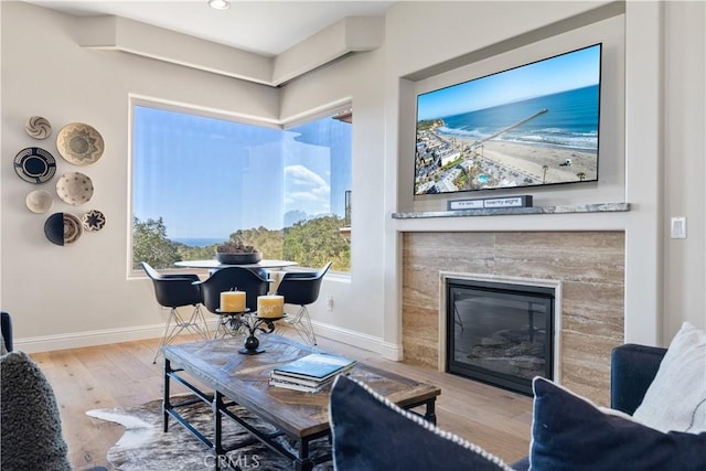 2865 Rock Wren Ln, Avila Beach, CA 93424 - living room featuring wood finished floors, a premium fireplace, and recessed lighting