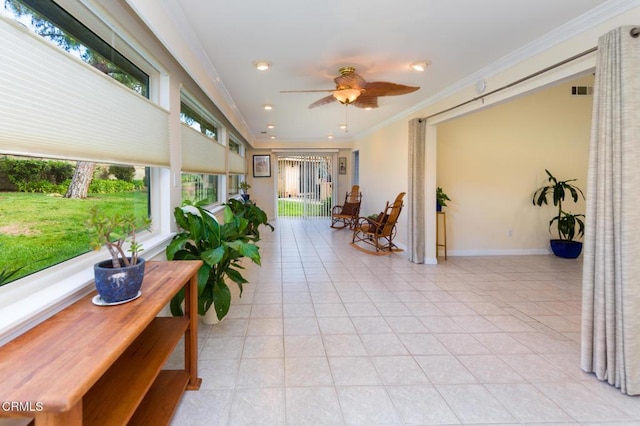 15413 Village 15, Camarillo, CA 93012 - sunroom with tile patterned flooring, recessed lighting, ornamental molding, baseboards, and visible vents
