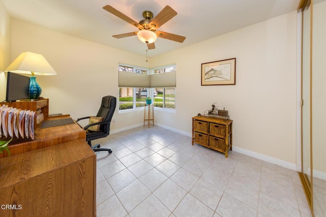 15413 Village 15, Camarillo, CA 93012 - office area featuring light tile patterned floors, baseboards, and ceiling fan