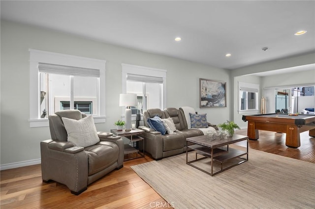 620 S Catalina Ave Unit C, Redondo Beach, CA 90277 - living area with wood finished floors, recessed lighting, baseboards, and billiards