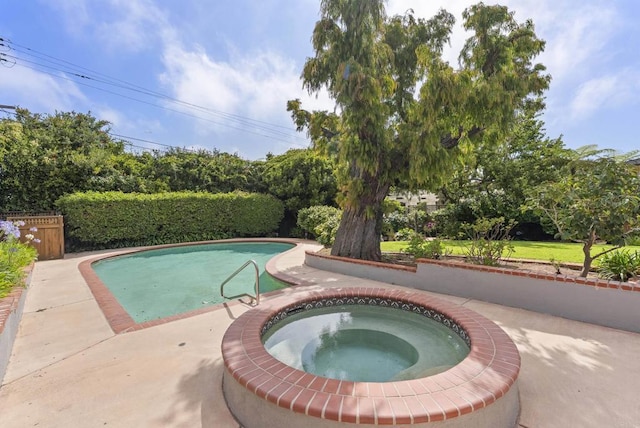 1451 Savoy Cir, San Diego, CA 92107 - view of pool featuring an in-ground hot tub and a patio area