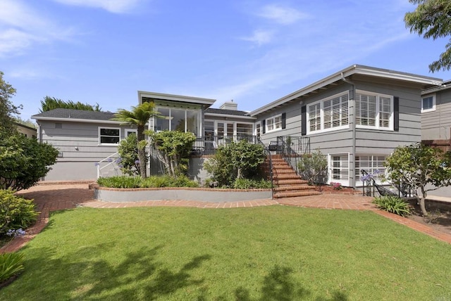 1451 Savoy Cir, San Diego, CA 92107 - back of property with stairway and a yard