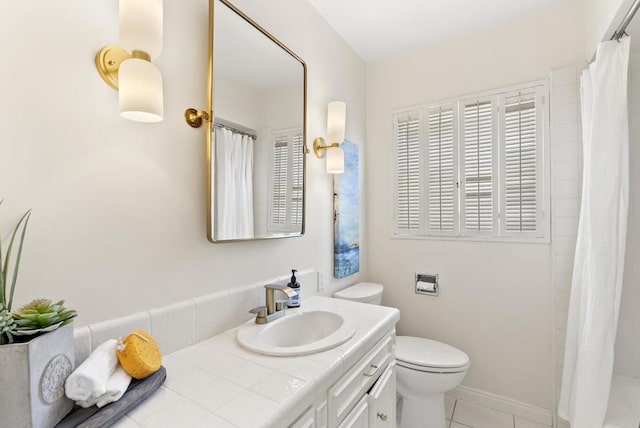 1451 Savoy Cir, San Diego, CA 92107 - bathroom featuring vanity, tile patterned flooring, and a shower with shower curtain