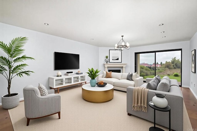 3116 Vista Bonita, Carlsbad, CA 92009 - living area featuring baseboards, a chandelier, and recessed lighting