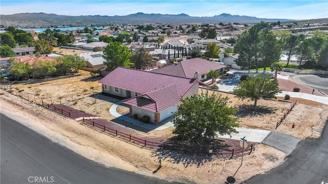 aerial view with a residential view and a mountain view