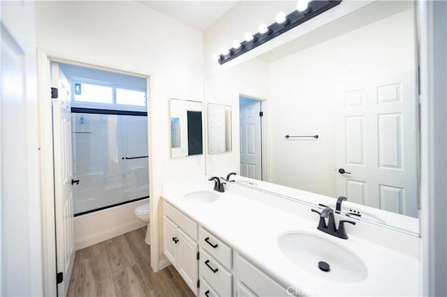32706 Blue Mist Way, Wildomar, CA 92595 - full bath featuring double vanity, wood finished floors, toilet, and a sink