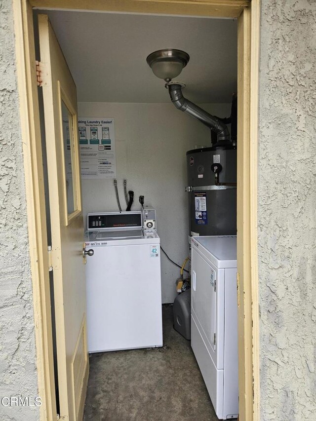 2587 Rudder Ave, Port Hueneme, CA 93041 - laundry room featuring washer and dryer, laundry area, strapped water heater, and visible vents
