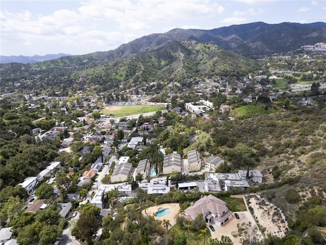 drone / aerial view with a mountain view