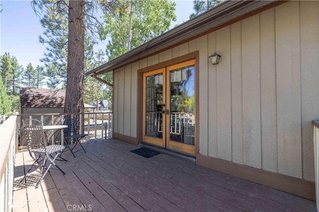 wooden deck with french doors