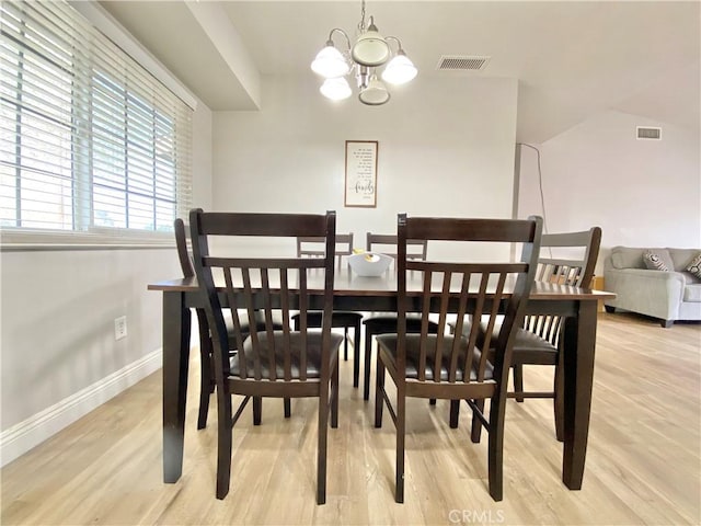 11031 Victor Ave, Hesperia, CA 92345 - dining space featuring light wood finished floors, a chandelier, and baseboards