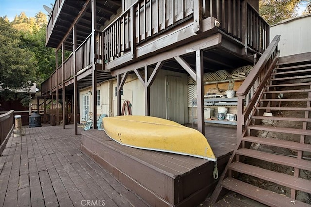 475 Woodsey Rd, Crestline, CA 92325 - wooden deck with stairs