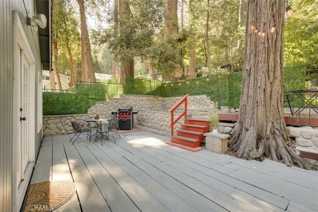 874 Fern Dr, Crestline, CA 92325 - wooden deck featuring area for grilling