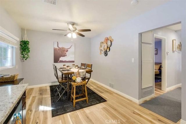 874 Fern Dr, Crestline, CA 92325 - dining space featuring light wood-style floors and a ceiling fan