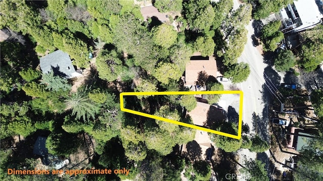 874 Fern Dr, Crestline, CA 92325 - aerial view of property's location featuring property parcel outlined