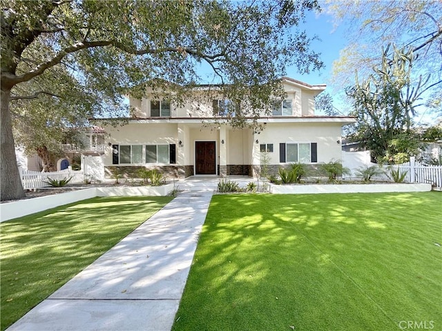 139 E Puente St, Covina, CA 91723 - view of front facade featuring stucco siding, stone siding, and driveway