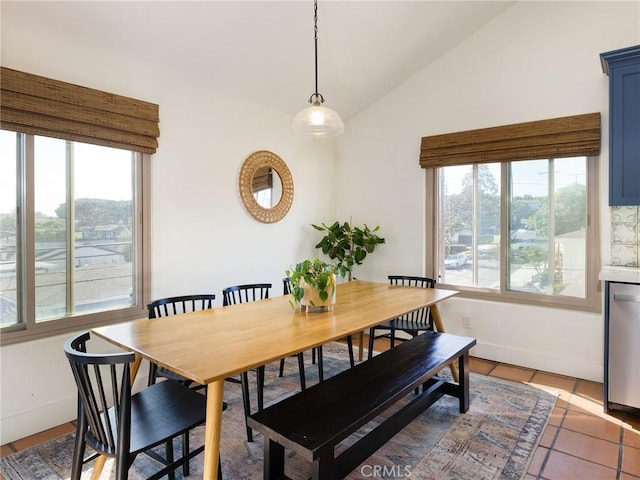 535 E Walnut Ave Unit A, El Segundo, CA 90245 - dining area featuring vaulted ceiling and light tile patterned floors