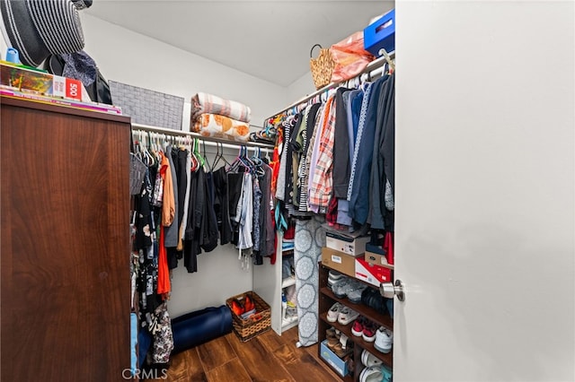spacious closet with wood finished floors