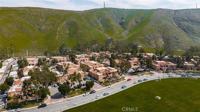 bird's eye view featuring a mountain view and a residential view
