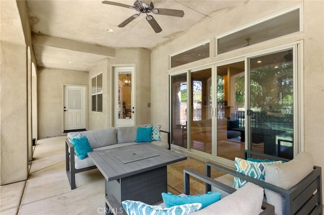 view of patio / terrace featuring outdoor lounge area and a ceiling fan