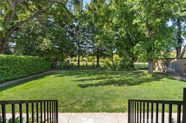 view of yard with a fenced backyard