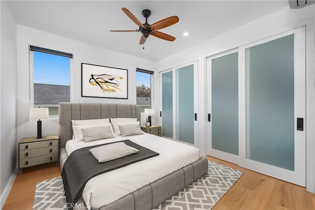 33781 Copper Lantern St, Dana Point, CA 92629 - bedroom with two closets, wood finished floors, ceiling fan, and recessed lighting
