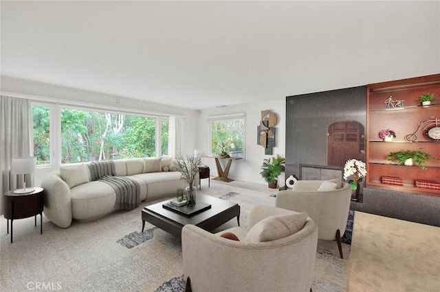 view of carpeted living area