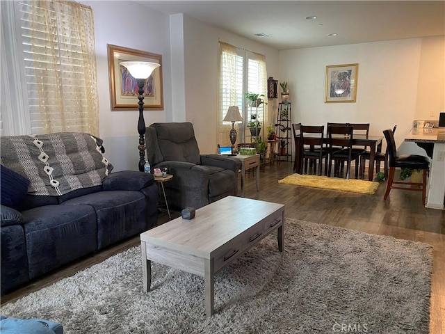 16001 Chase Rd Unit 59, Fontana, CA 92336 - living area with wood finished floors and recessed lighting
