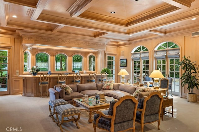 4537 Ellenboro Way, Woodland Hills, CA 91364 - sunroom / solarium with french doors, coffered ceiling, healthy amount of natural light, and beam ceiling