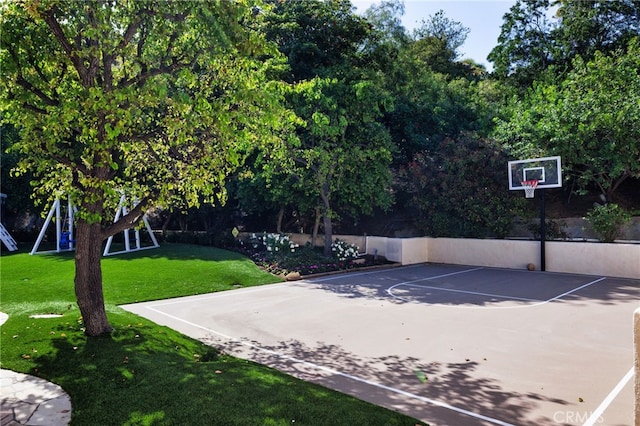 4537 Ellenboro Way, Woodland Hills, CA 91364 - view of sport court with basketball hoop and a playground