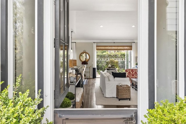 interior space with wood finished floors