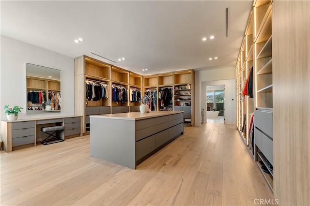spacious closet featuring light wood-type flooring