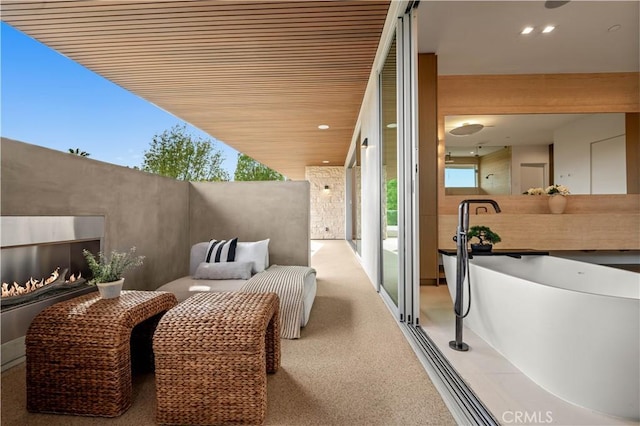 balcony featuring an outdoor living space