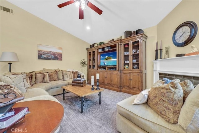 19903 E Rambling Rd, Covina, CA 91724 - living room with lofted ceiling and ceiling fan