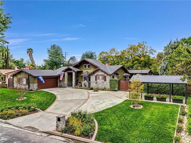 19903 E Rambling Rd, Covina, CA 91724 - view of front of home with concrete driveway, an attached garage, and stone siding