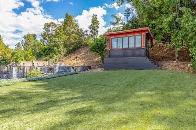 view of yard featuring fence